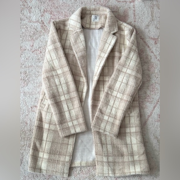 Altar'd State Jackets & Blazers - Altar'd State Plaid Beige Women's Long Wool Coat; Never Worn
